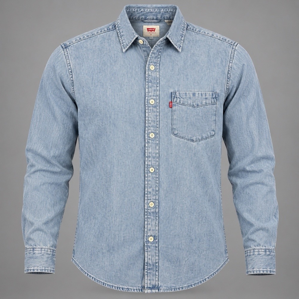 Levi's Light Denim Shirt Men's Large Blue Button Up Long Sleeve Cotton NWT